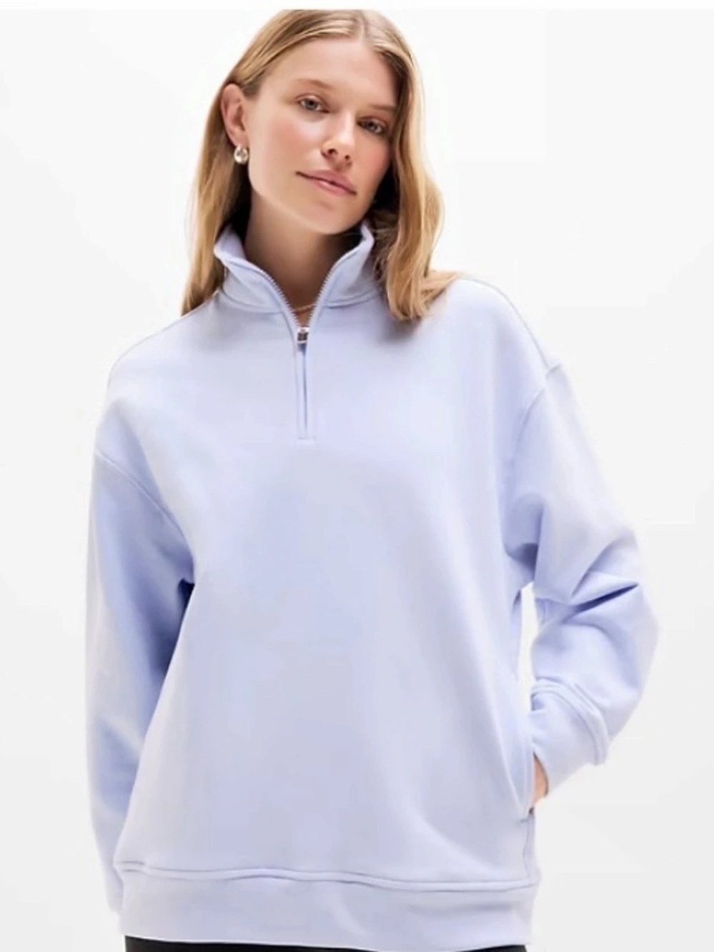 Athleta Forever Fleece 1/4 Zip Pullover in Purple Large Like New